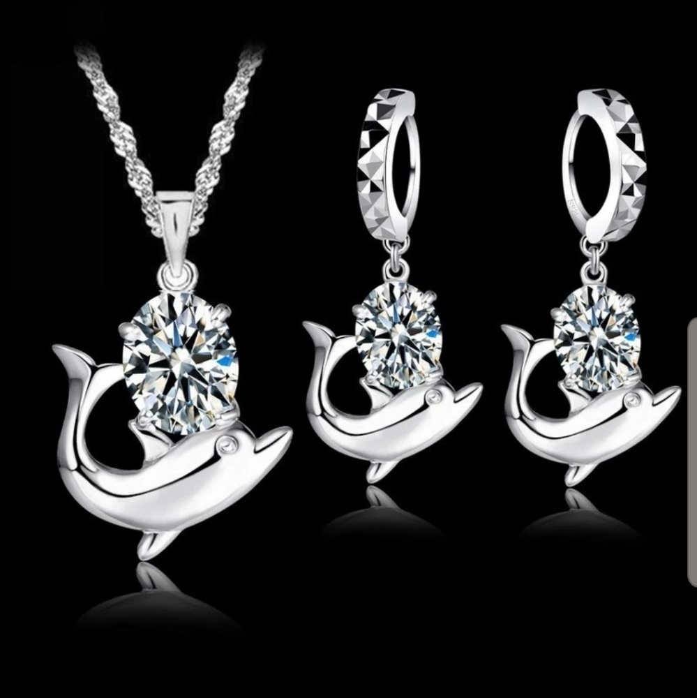 Dolphin Shape Necklace & Earrings Set
